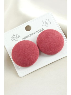 MidasTech Düğme Süet Kumaş Küpe Nemere