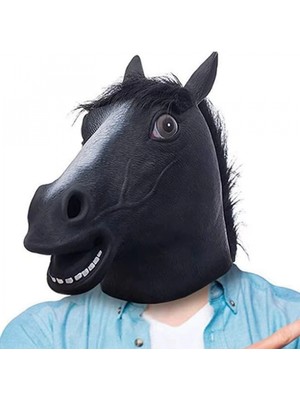 Marsilyan Gerçekçi At Kafası Maskesi Siyah Renk