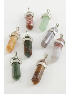 MidasTech Karışık Akik Point Kolye Ucu Nemere