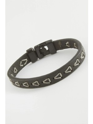 MidasTech Üçgen Ip Desenli Kaliteli Suni Deri Bileklik Nemere