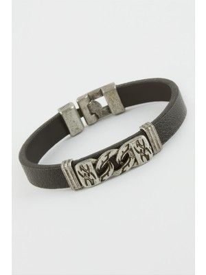 MidasTech Zincir Desenli Suni Deri Bileklik Nemere