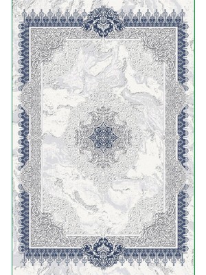 Pırlanta Halı Pera Mavi Gri Kadifemsi Yüzey Polyester Halı 27139