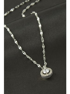 MidasTech Zirkon Tek Taşlı Kolye Nemere