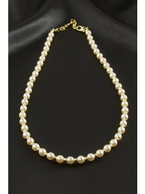 MidasTech Krem Rengi Inci Kolye Nemere