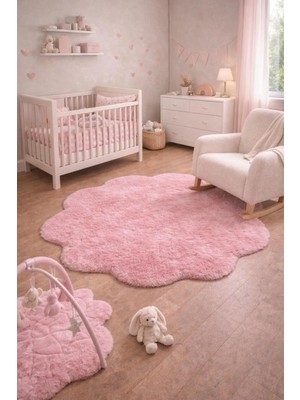 Saymine Kuzu Peluş Dekoratif Ince Halı - Süet Taban Yumuşak Dokulu Salon - Yatak Odası - Antre Halısı