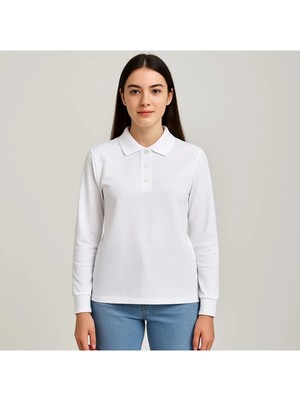 GMG Collection Baby Lacost Yaka Okul Tişört Uzun Kol Beyaz