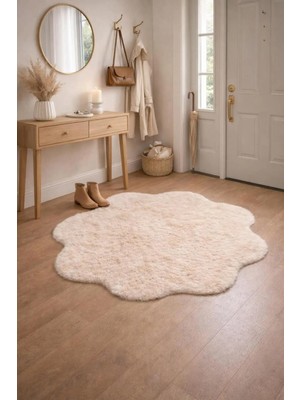 Saymine Kuzu Peluş Dekoratif Ince Halı - Süet Taban Yumuşak Dokulu Salon - Yatak Odası - Antre Halısı