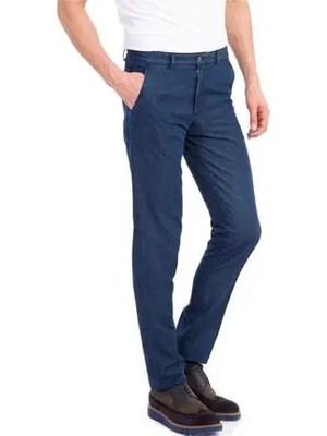 Gambia Outdoor's Dostumgiyim Mavi Klasik Fit Yandan Cepli Büyük Beden Yüksek Bel Boru Paça Erkek Kot Pantolon