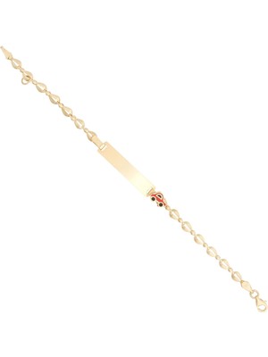 Berk Mücevherat 14 Ayar Altın Uğur Böceği Plaka Çocuk Künyesi