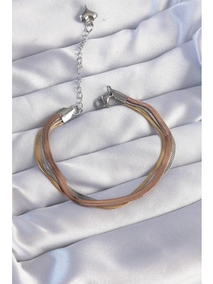 Bazarhane 316L Çelik Renkli Italyan Zincir Model Çoklu Bileklik