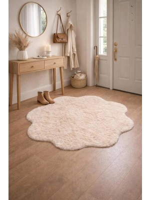 Saymine Kuzu Peluş Dekoratif Ince Halı - Süet Taban Yumuşak Dokulu Salon - Yatak Odası - Antre Halısı