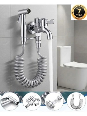 OEM Banyo Tuvalet Taharet Musluğu Spiralli Bide ve Hortum Başlığı 7 Yıl Garanti Krom Ithal