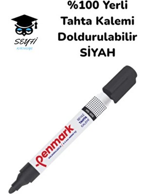 Penmark %100 Yerli Beyaz Tahta Kalemi Siyah Doldurulabilir 1 Adet Renkli Tebeşir Özelliğiyle