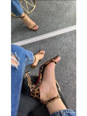 Akça Shoes Leopar Tek Bantlı Topuklu