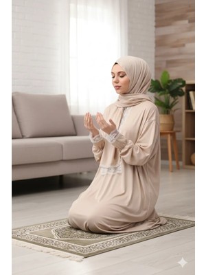Defka Tek Parça Başörtülü Kadın Namaz Elbisesi
