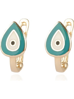 Berk Mücevherat 14 Ayar Altın Nazar Boncuğu Figürlü Mineli Çocuk Küpe