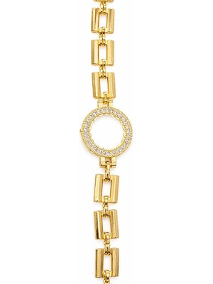 Vipfoni Altın Kaplama Kare Zincir Gram ve Çeyrek Koyulabilen Bileklik -M3