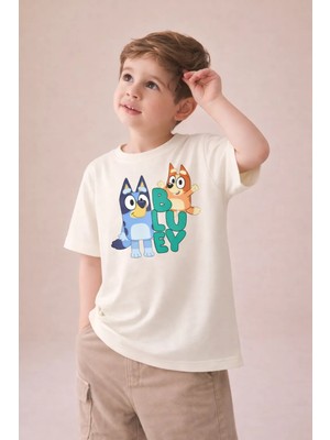 Little Aden Erkek Çocuk Bluey Baskılı Pamuklu Yazlık Tişört
