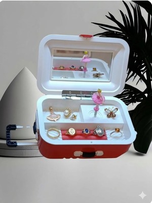 Yadian Ayderonline Kırmızı Renk 15X23 cm –müzikli Balerinli Takı Saklama Kutusu