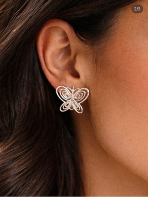 Takıfest 925 Ayar Gümüş Füsun Masumiyet - Kelebek Küpe