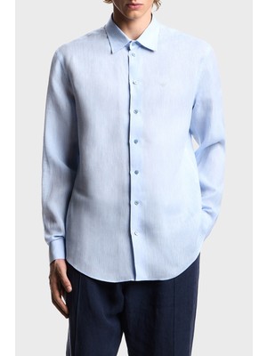 Emporio Armani % 100 Keten Regular Fit Klasik Yaka Uzun Kollu Gömlek Erkek Gömlek EM000099 TE10157 O9002