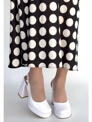 Kazax Zuda Beyaz Rugan Platform Topuk Ayakkabı