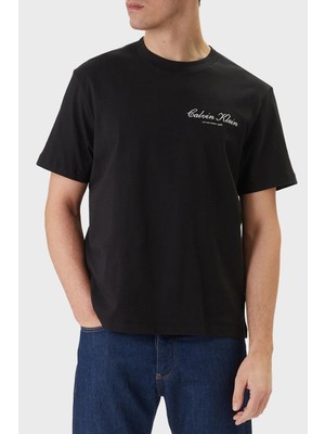 Calvin Klein Pamuklu Regular Fit Logolu Bisiklet Yaka T Shirt LV04RF822GUB1 Erkek T Shirt LV04RF822G Ub1