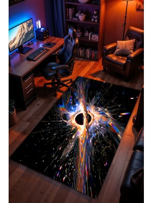 Charmbi Kozmik Kırılma Halı – Kaymaz Taban Kadife Dokulu Makinede Yıkanabilir Gamer Genç Odası Halısı