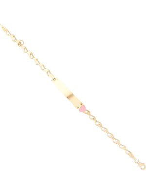 Berk Mücevherat 14 Ayar Altın Plaka Kalp Figürlü Çocuk Künyesi