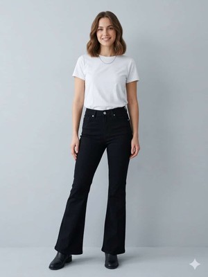 Nevra Ispanyol Paça Siyah Pantolon