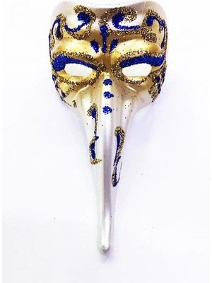 Esranın Dünyası Mavi Renk Işlemeli Seramik Malzemeden Imal Venedik Uzun Maske Magnet