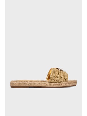 Guess Kaylis Logolu Örgü Detaylı Terlik FLJKLIFAB03 Bayan Terlik Fljklı FAB03 Gold