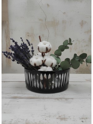 Akden Store Kesme Dekor El Işçiliği  Siyah Cam Kase / Sunum Kasesi 25CM