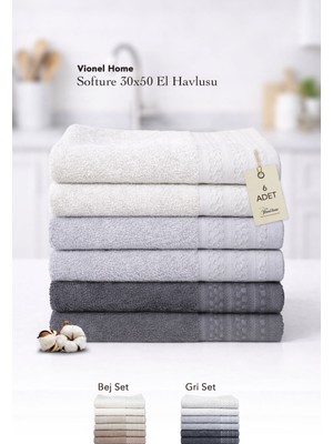 Vionel Home Softure 6’lı El Yüz Mutfak Havlu Seti | 30X50 cm | Günlük Kullanım | Yumuşak, Dayanıklı, Hızlı Kuruyan