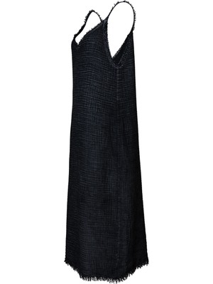 İkikız Crinkle Siyah Ip Askılı Elbise