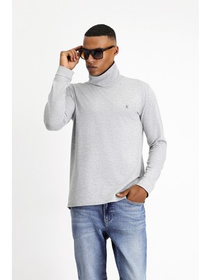 Kiğılı Balıkçı Yaka Slim Fit Dar Kesim Pamuklu Sweatshirt