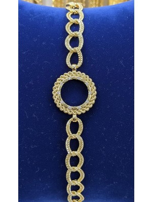 Vipfoni Altın Kaplama Halka Zincir Gram ve Çeyrek Koyulabilen Bileklik -M1