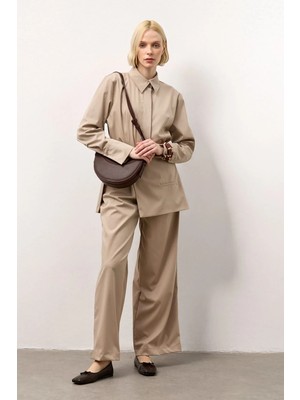 Molene Taş Çıkarılabilir Kapak Detaylı Yüksek Bel Pantolon