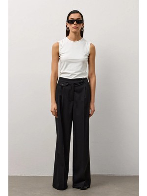 Molene Siyah Linea Geniş Paça Pantolon