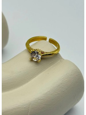 Biju Yılmaz 22K Altın Kaplama 12'li Tek Taş Yüzük - 2522KY08