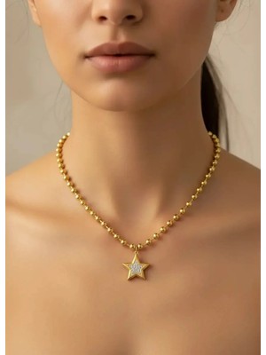 Biju Yılmaz Çelik Gold Yıldız Kolye - 25-CLKK65