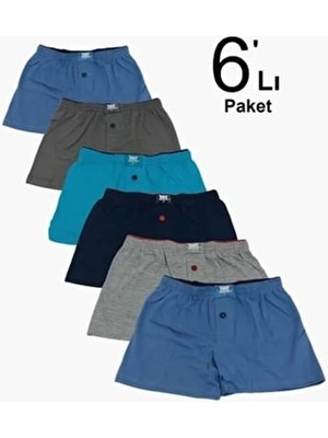 Tutku Erkek Çocuk 6'lı Paket %100 Pamuk Havlu Bel Boxer Düz Desenli Çok Renkli ELF568C6