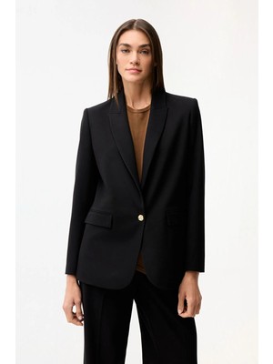 Love My Body Mono Kapama Gabardin Ceket Siyah 119L9909000