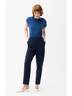 Love My Body Beli Lastikli Gabardin Pantolon Lacivert 153L7999008