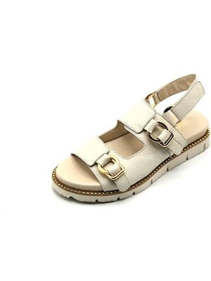 De Scario De Scarıo M13 Bej  Sandalet Derı Kadın  Ayakkabı