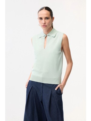 Adl Damla Detaylı Triko Bluz Yeşil 11546119000