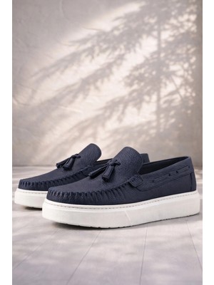 Rakerplus Lacivert Hafif Tabanlı Erkek Çocuk Makosen Ayakkabı