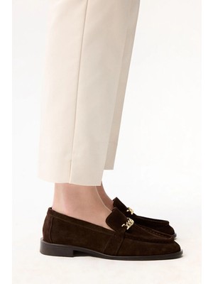 Love My Body Süet Deri Toka Detaylı Ayakkabı Kahve 103L9866000