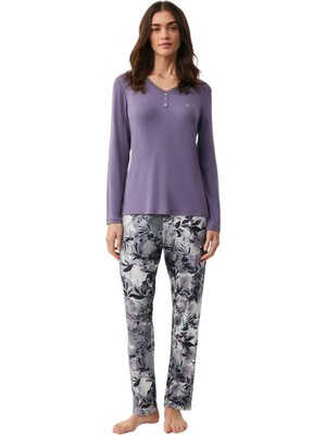 Penye Mood Kadın Mor Pijama Takım PM9905