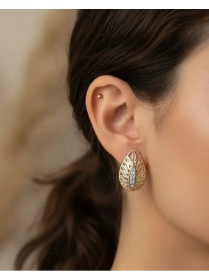 Biju Yılmaz Xuping Rose Yaprak Küpe - 25-XPKP131